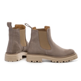 Bottines Chelsea à semelle épaisse, daim, beige Butdam Wos 1