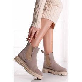 Bottines Chelsea à semelle épaisse, daim, beige Butdam Wos 2