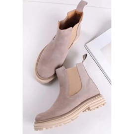 Bottines Chelsea à semelle épaisse, daim, beige Butdam Wos 4