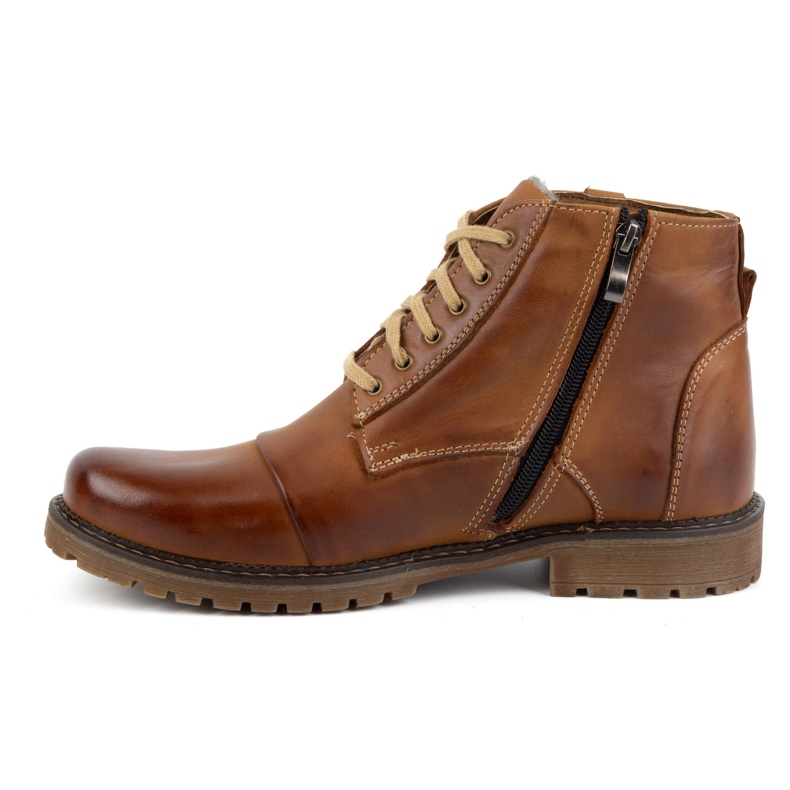 Olivier Chaussures d'hiver en cuir pour hommes, bottines 137 marron brun 1