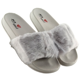 Chaussons gris avec fourrure zy383-007-3 gris 2