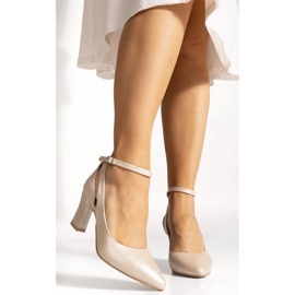 BUTDAM Escarpins en cuir avec bride autour de la cheville, stables, beige Mila 1