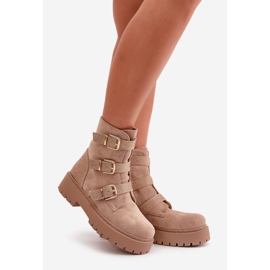 Bottes isolées beiges pour femmes avec boucles Tiaeliana 1