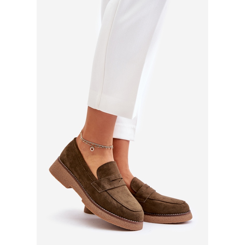 Mocassins classiques en suède écologique pour femmes, vert foncé Belania 1