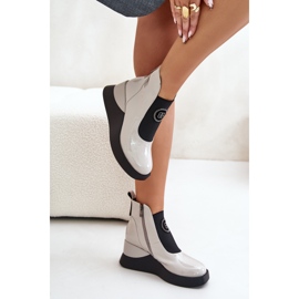 S.Barski Bottines compensées en cuir D&A MR880-137 Gris clair 2 S.Barski Bottines compensées en cuir D&A MR880-137 Gris clair 2