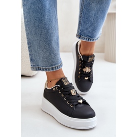 Baskets Plateformes Avec Décorations Pour Femme, Noir Herbisa le noir 1