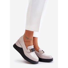 Vinceza 58337 Mocassins compensés vernis gris 1