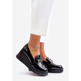 Vinceza 58337 Mocassins compensés vernis noirs 1