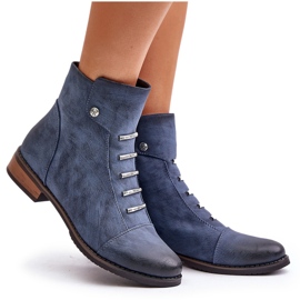 Jezzi Bottines plates isolées bleues Labise pour femmes 8