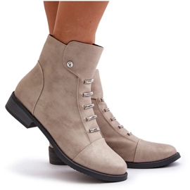 Jezzi Bottines plates isolées beiges Labise pour femmes 9