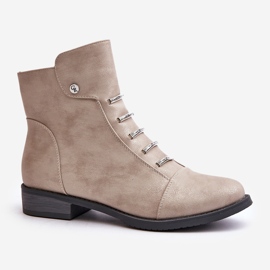 Jezzi Bottines plates isolées beiges Labise pour femmes 4