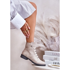 Jezzi Bottines plates isolées beiges Labise pour femmes 5