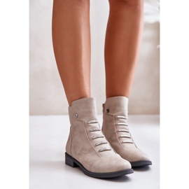 Jezzi Bottines plates isolées beiges Labise pour femmes 6