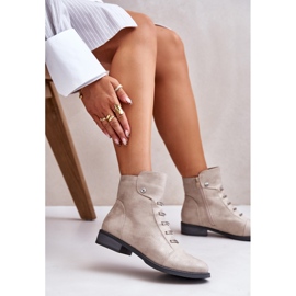 Jezzi Bottines plates isolées beiges Labise pour femmes 8