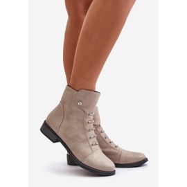 Jezzi Bottines plates isolées beiges Labise pour femmes 1