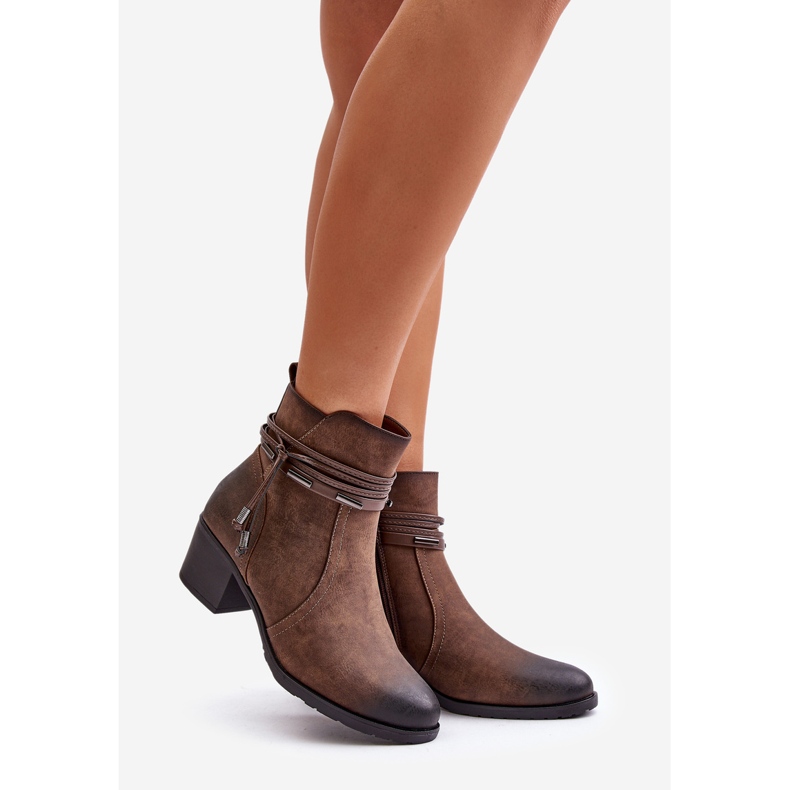 Jezzi Bottes pour femmes à talons hauts marron chaud Lobina brun 1