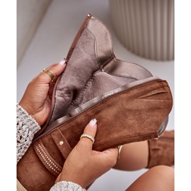 Jezzi Bottes Camel Chaudes À Talons Hauts Mi-mollet Pour Femme Ivanelis brun 8