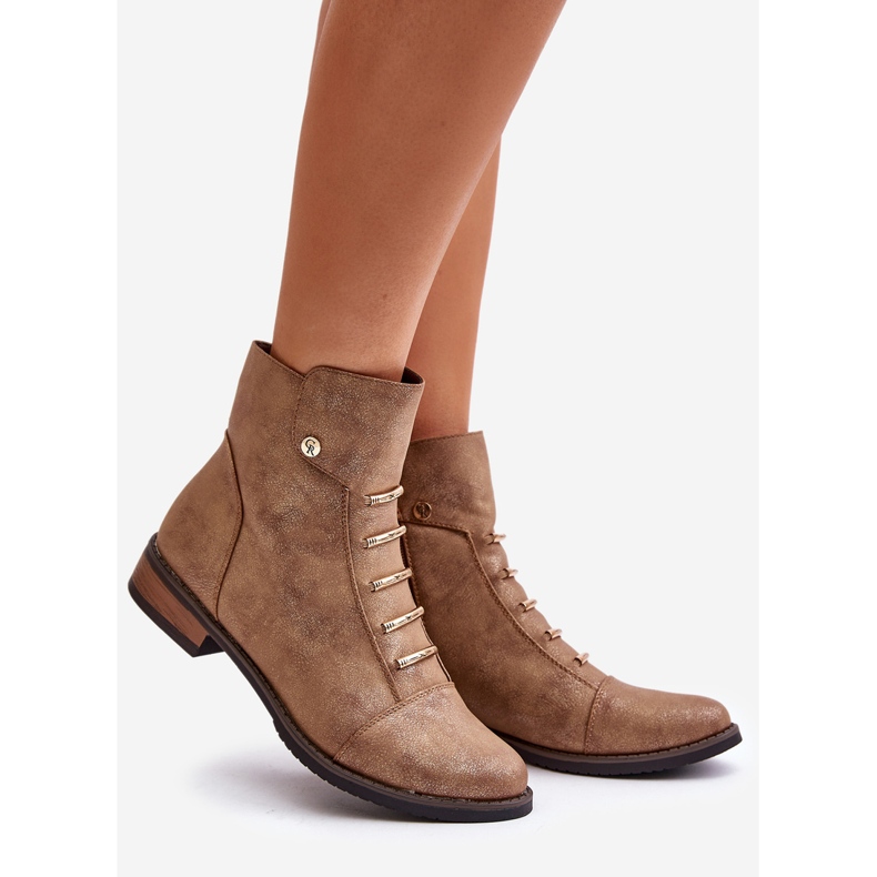 Jezzi Bottines plates isolées pour femme, doré Labise 1