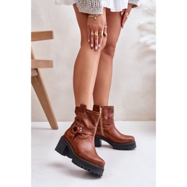 Bottes en cuir pour femmes avec fermeture éclair Lewski 3435 marron brun 2