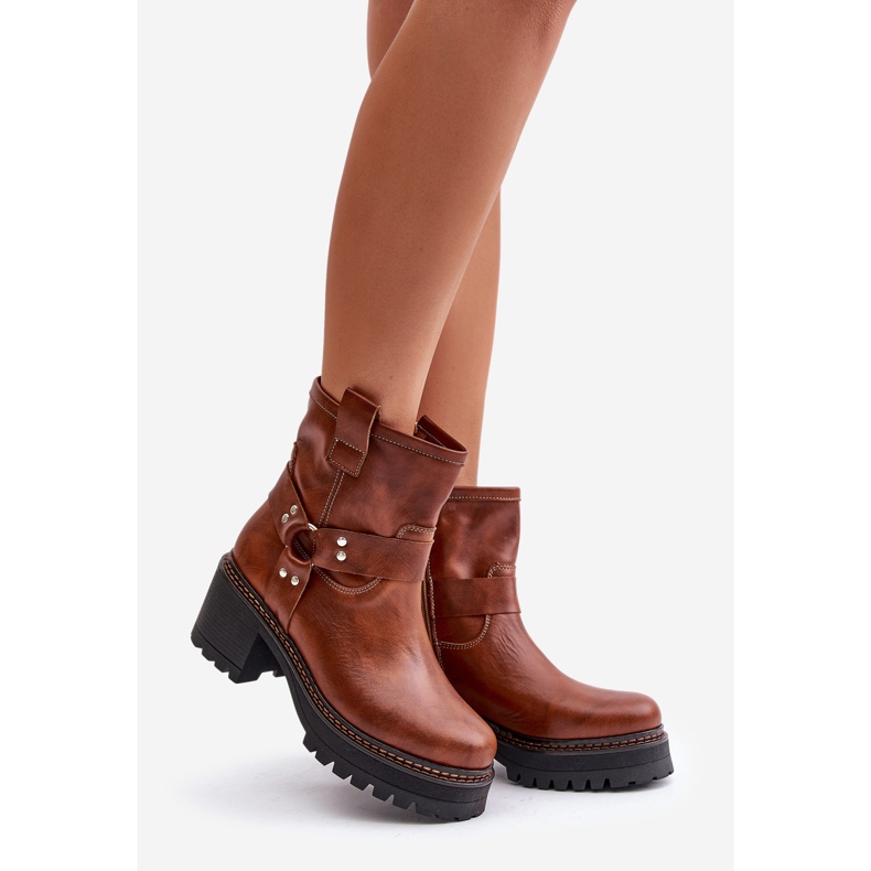 Bottes en cuir pour femmes avec fermeture éclair Lewski 3435 marron brun 1