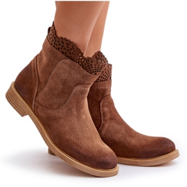 Bottines Plates Basses Femme Daim Lewski 3624 Marron brun 10