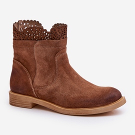 Bottines Plates Basses Femme Daim Lewski 3624 Marron brun 4