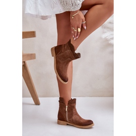 Bottines Plates Basses Femme Daim Lewski 3624 Marron brun 6