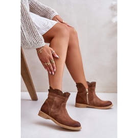 Bottines Plates Basses Femme Daim Lewski 3624 Marron brun 7