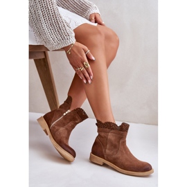 Bottines Plates Basses Femme Daim Lewski 3624 Marron brun 8