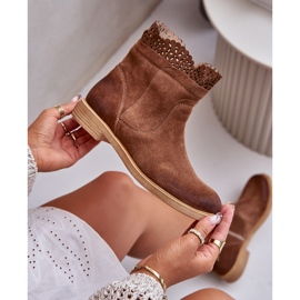 Bottines Plates Basses Femme Daim Lewski 3624 Marron brun 9