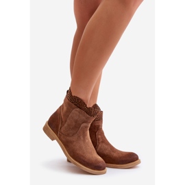 Bottines Plates Basses Femme Daim Lewski 3624 Marron brun 1