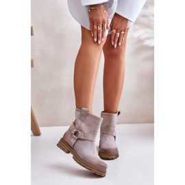Bottines plates en daim pour femmes Lewski 3610 Cappucino beige 7