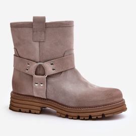 Bottines plates en daim pour femmes Lewski 3610 Cappucino beige 6