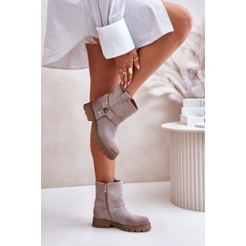 Bottines plates en daim pour femmes Lewski 3610 Cappucino beige 9
