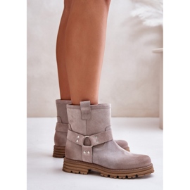 Bottines plates en daim pour femmes Lewski 3610 Cappucino beige 10