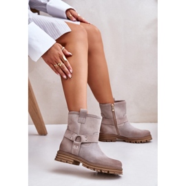 Bottines plates en daim pour femmes Lewski 3610 Cappucino beige 1