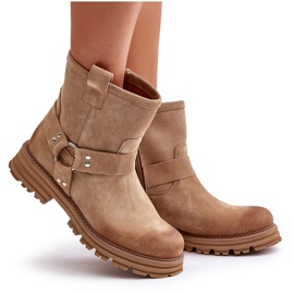 Bottines Plates Femme Daim Lewski 3610 Beige 9