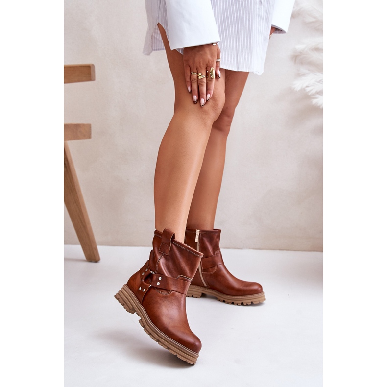 Bottines Plates Femme En Cuir Lewski 3610 Marron brun 2