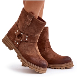 Bottines Plates Femme Daim Lewski 3610 Marron brun 10