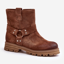 Bottines Plates Femme Daim Lewski 3610 Marron brun 4