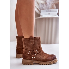 Bottines Plates Femme Daim Lewski 3610 Marron brun 6