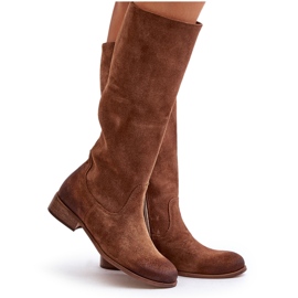 Lewski Bottes mi-mollet pour femmes en daim avec fermeture éclair gauche 3616 marron brun 8