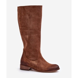 Lewski Bottes mi-mollet pour femmes en daim avec fermeture éclair gauche 3616 marron brun 4