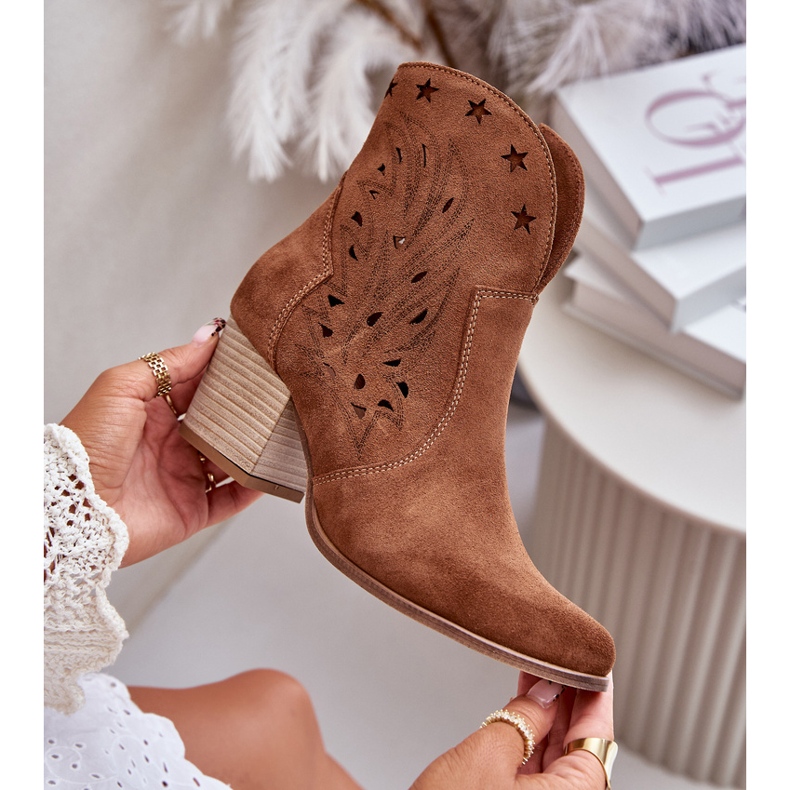 Santiags En Daim Ajouré Sur Talon Haut Lewski 3613 Marron brun 2