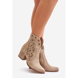 Boots Santiags En Daim Ajouré Sur Talon Haut Lewski 3613 Beige 1 Boots Santiags En Daim Ajouré Sur Talon Haut Lewski 3613 Beige 1