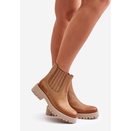 Bottes à enfiler pour femmes sur talons plats en cuir Lewski 3611 marron brun 1 Bottes à enfiler pour femmes sur talons plats en cuir Lewski 3611 marron brun 1