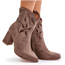Bottines Daim Ajourées Lewski 3629 Beige foncé 11