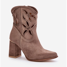 Bottines Daim Ajourées Lewski 3629 Beige foncé 5