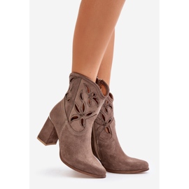 Bottines Daim Ajourées Lewski 3629 Beige foncé 1