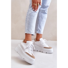 Baskets En Cuir Sur Plateforme Massive Lewski 3635/X Blanc-Beige blanche 2